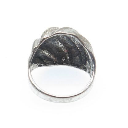 925 Sterling Silver Vintage Modernist Ribbed Dome Oxidized Ring Size 8