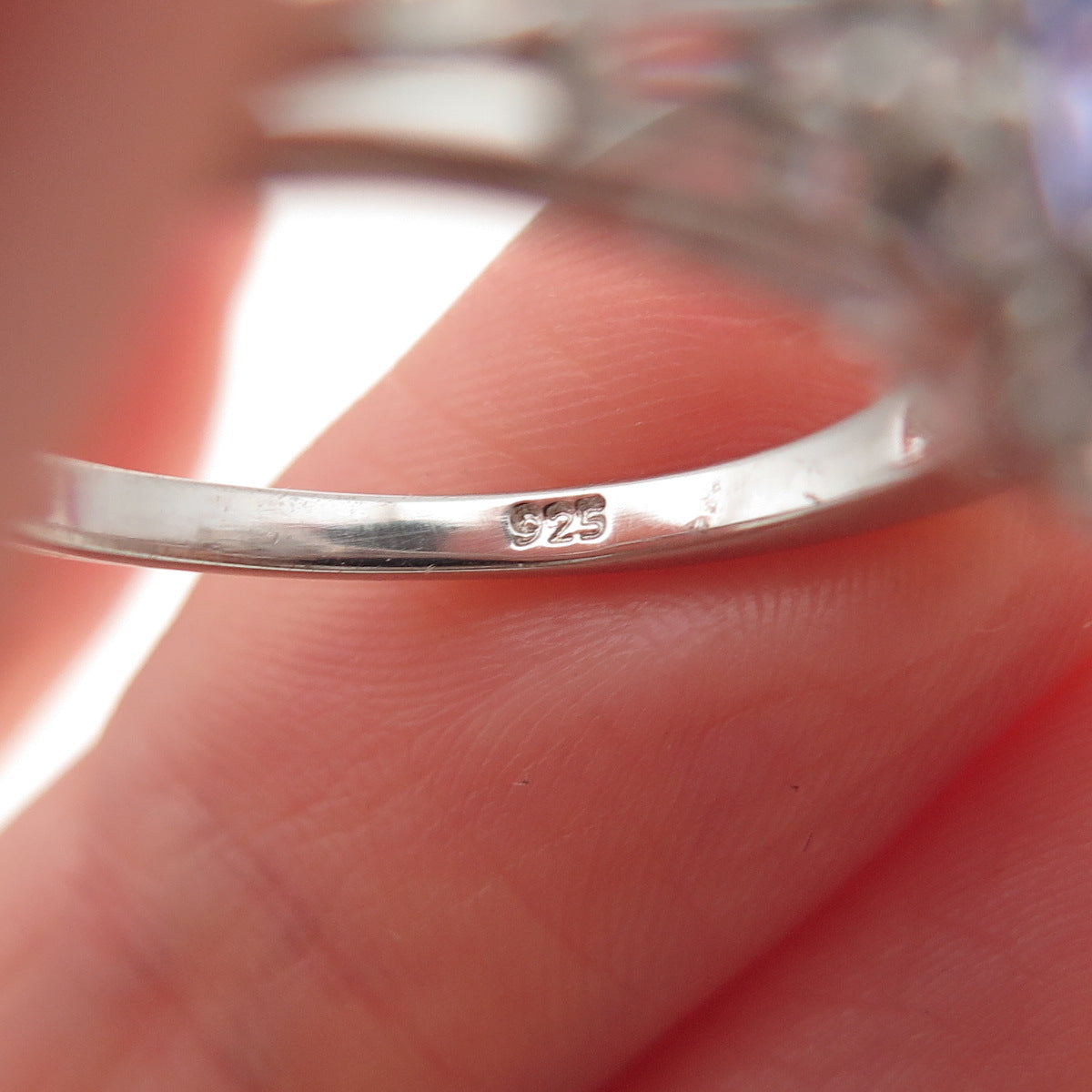 Chuck Clemency 925 Sterling Silver Real Tanzanite & White Topaz Ring Size 8.25