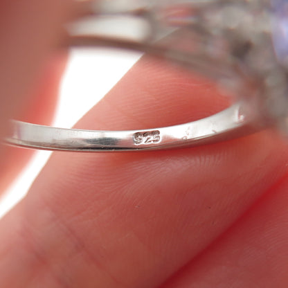 Chuck Clemency 925 Sterling Silver Real Tanzanite & White Topaz Ring Size 8.25