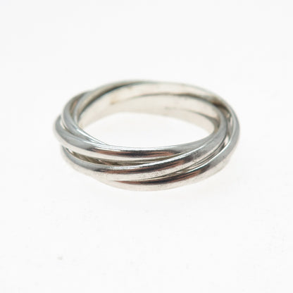 NEVADA 925 Sterling Silver Vintage Interlocked 5-Band Ring Size 8.25