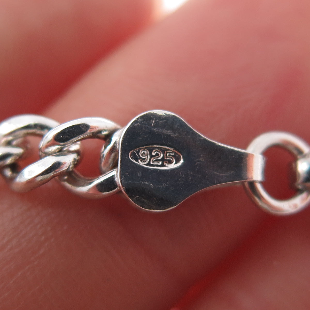 925 Sterling Silver Vintage Italy Curb Chain Necklace 24"