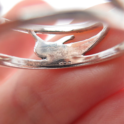 925 Sterling Silver Vintage Dolphin Oxidized Band Ring Size 9