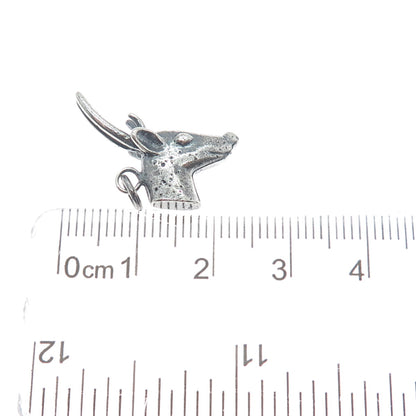 925 Sterling Silver Vintage Deer Oxidized Minimalist Charm Pendant
