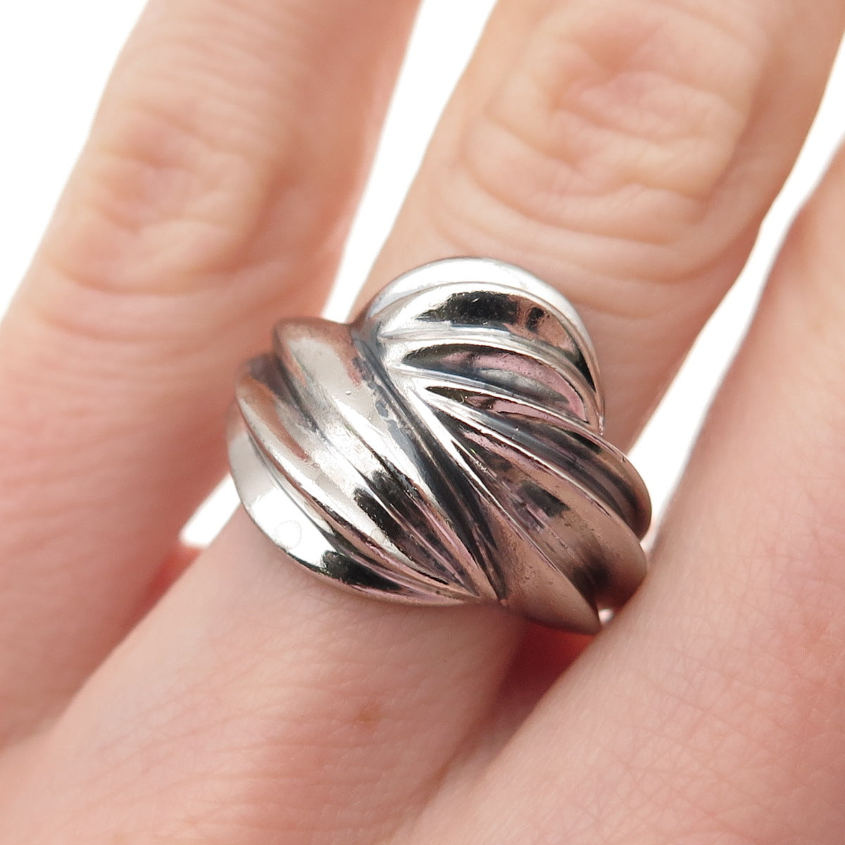 925 Sterling Silver Vintage Modernist Oxidized Ring Size 6