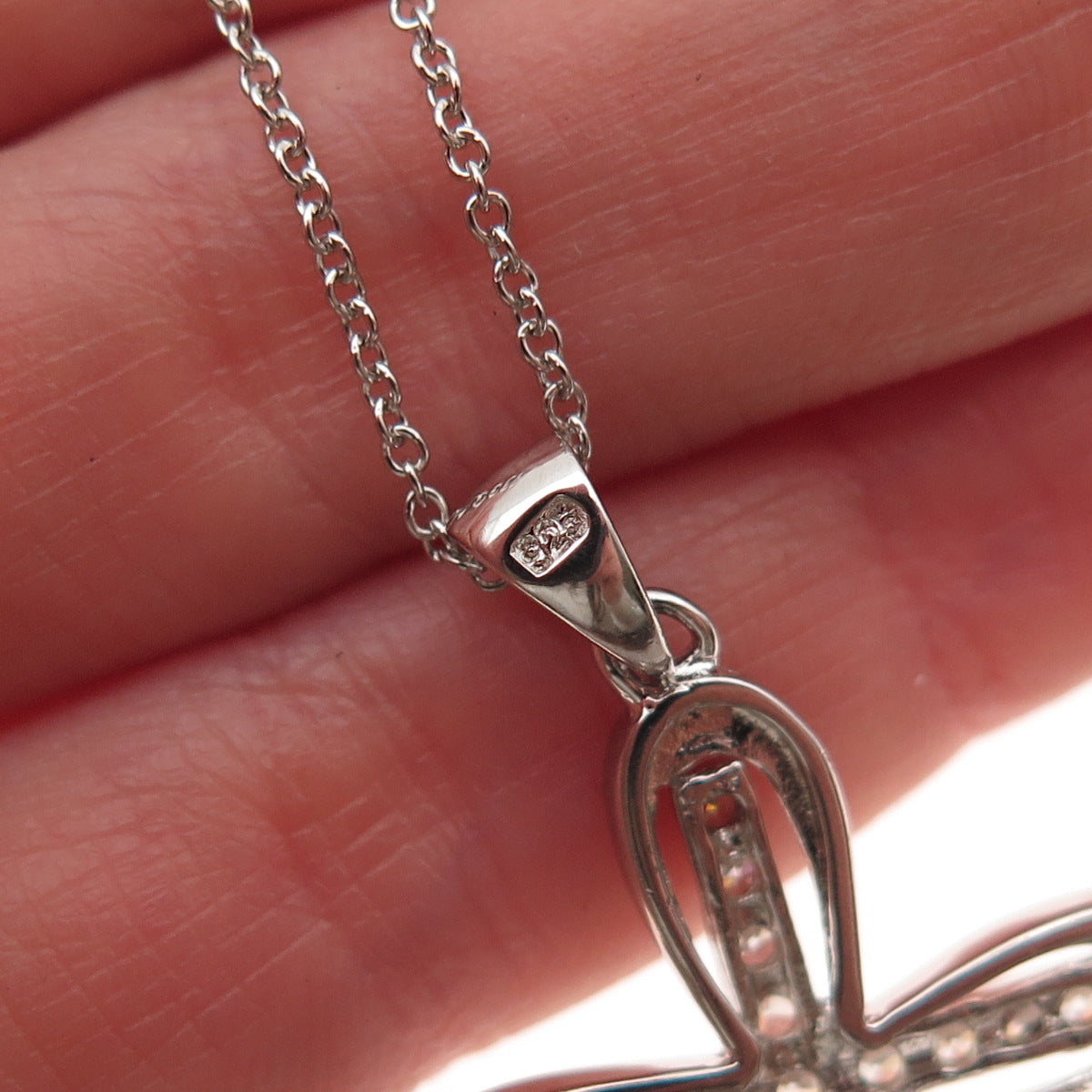 925 Sterling Silver Round-Cut C Z Cross Cable Chain Necklace 18"