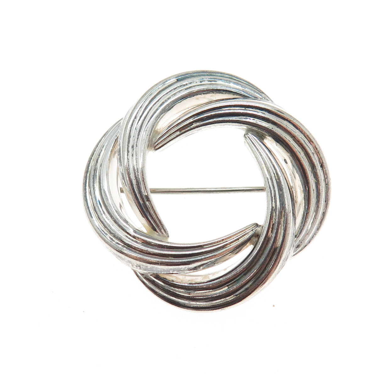 800 Silver Antique Art Deco Celtic Knot Oxidized Pin Brooch