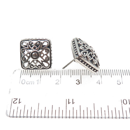 CHAPAL ZENRAY 925 Sterling Silver Vintage Heart Flower Oxidized Earrings