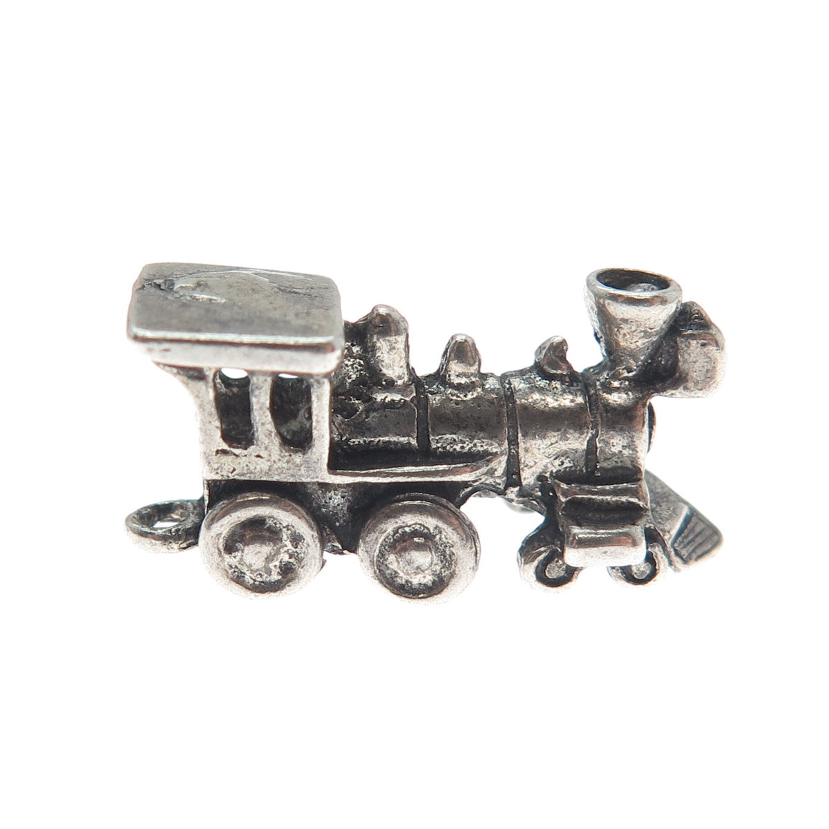925 Sterling Silver Vintage Steam Train 3D Oxidized Pendant