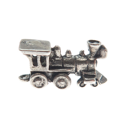 925 Sterling Silver Vintage Steam Train 3D Oxidized Pendant