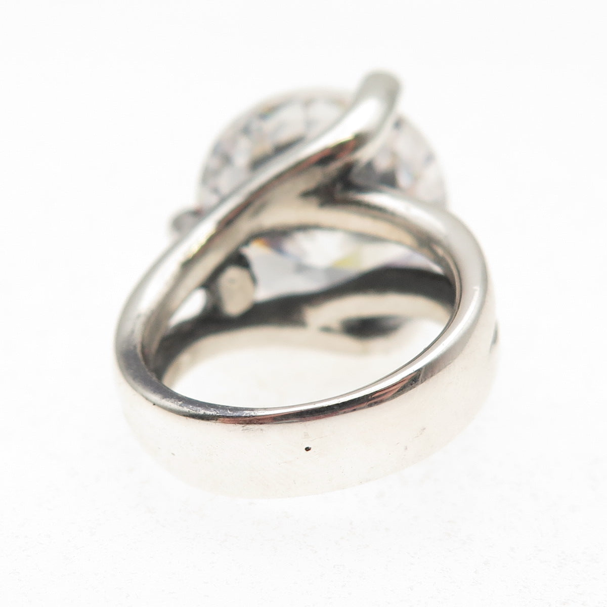 925 Sterling Silver Vintage Round-Cut C Z Modernist Oxidized Ring Size 6