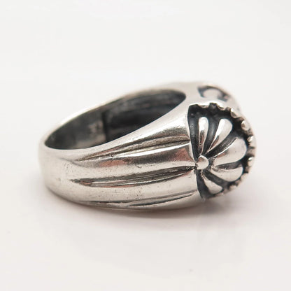 925 Sterling Silver Vintage Tribal Domed Ring Size 7