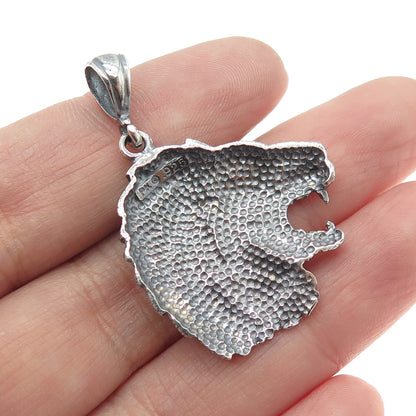 925 Sterling Silver Vintage Diamond-Cut Lion Oxidized Pendant