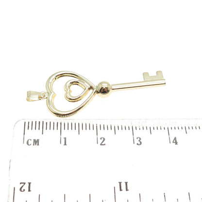 14K Yellow Gold Heart Key Charm Pendant