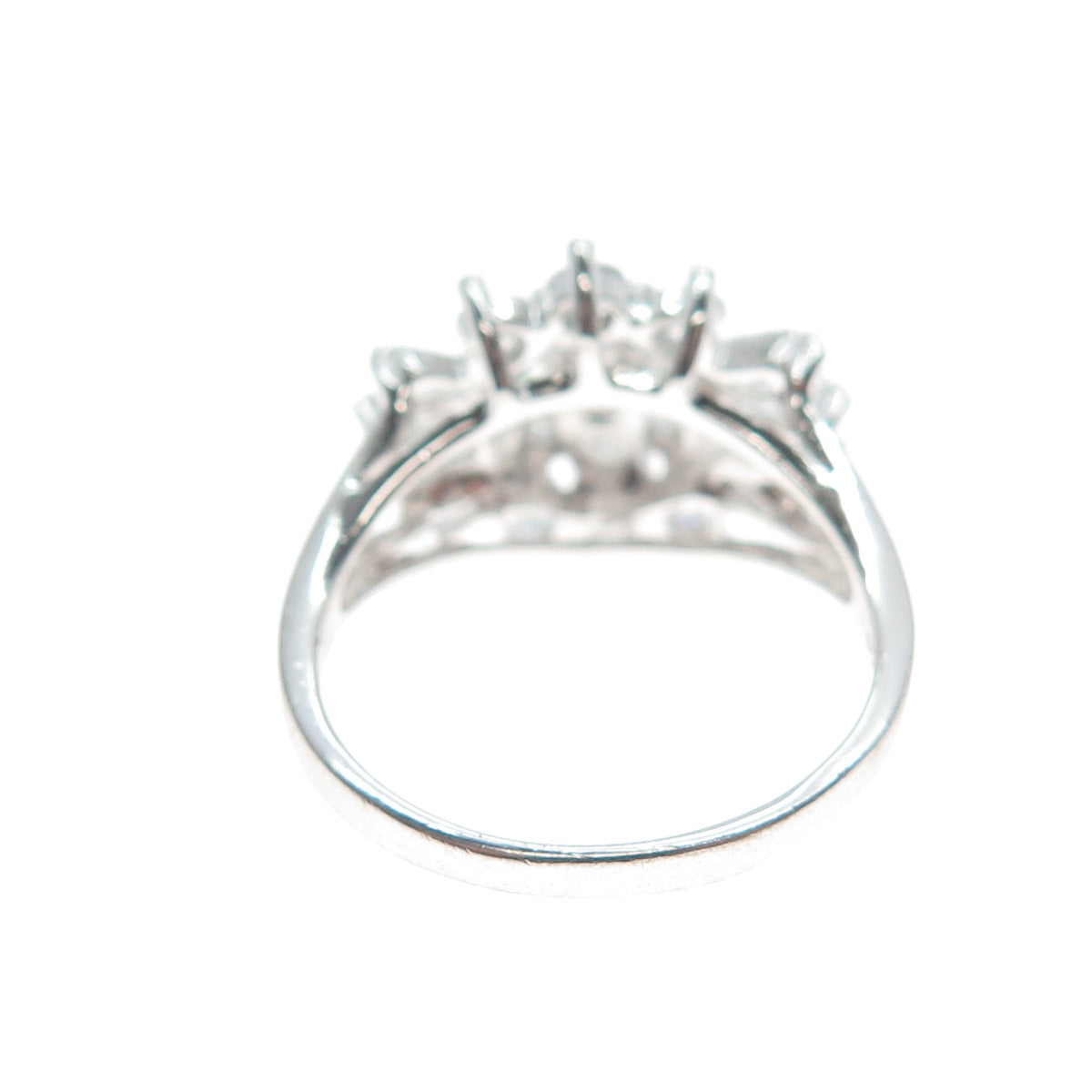 DIADEMA 925 Sterling Silver Round & Tapered Baguette-Cut Shaped C Z Ring Size 7