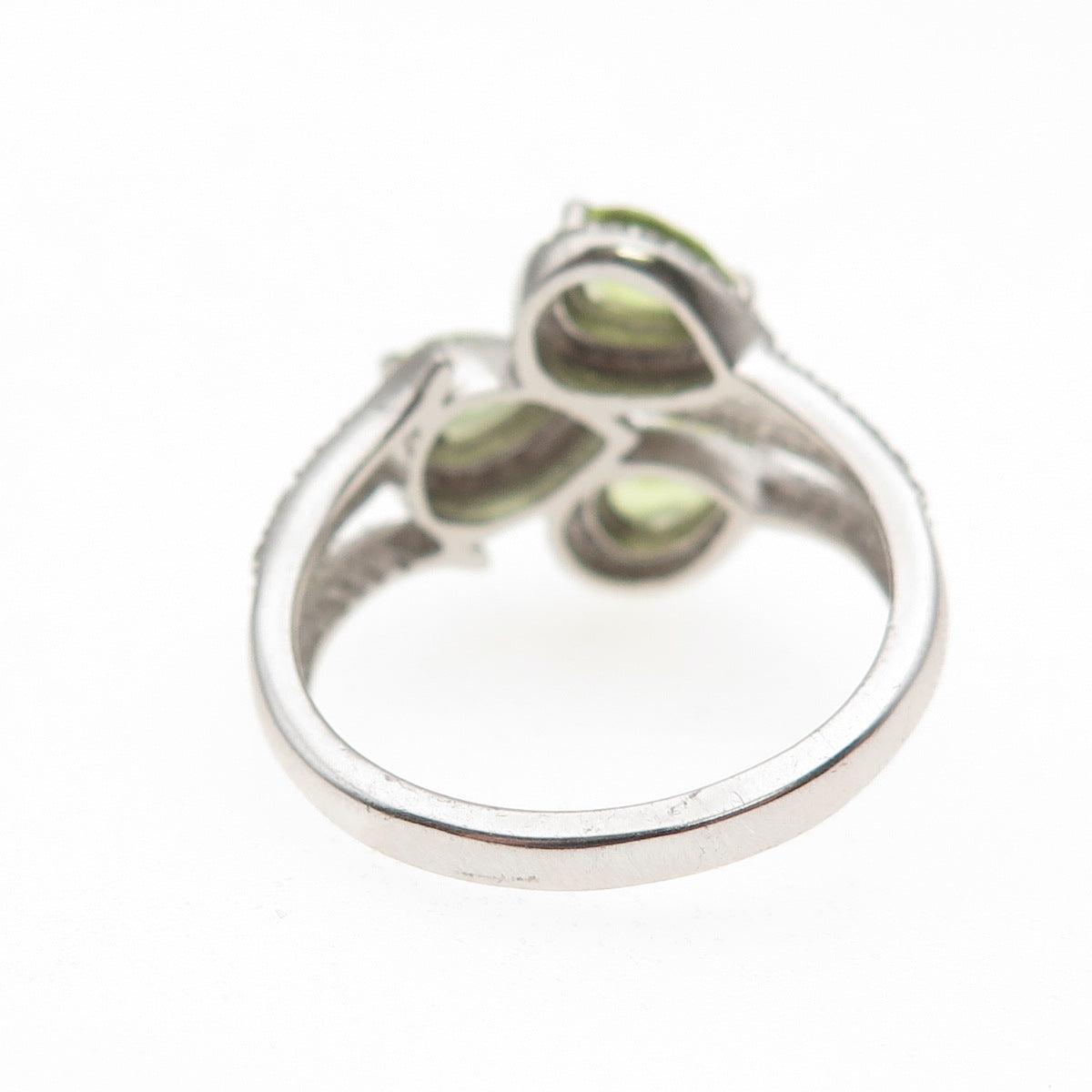 Chuck Clemency 925 Sterling Silver Real Diamond Accent & Peridot Ring Size 7