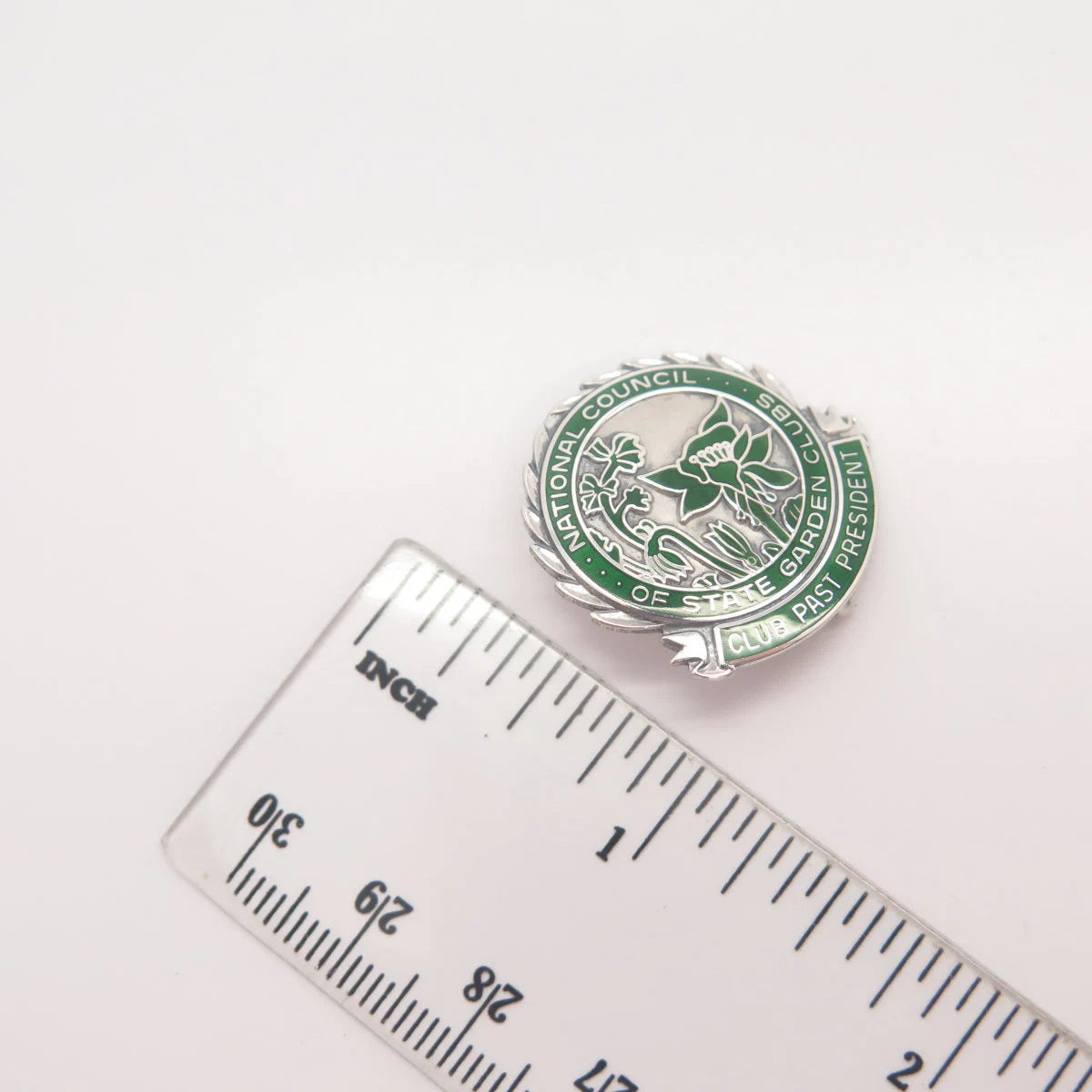 925 Sterling Silver Vintage Enamel "National Council" Pin Brooch