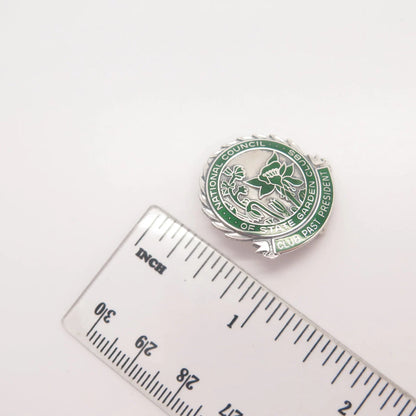 925 Sterling Silver Vintage Enamel "National Council" Pin Brooch
