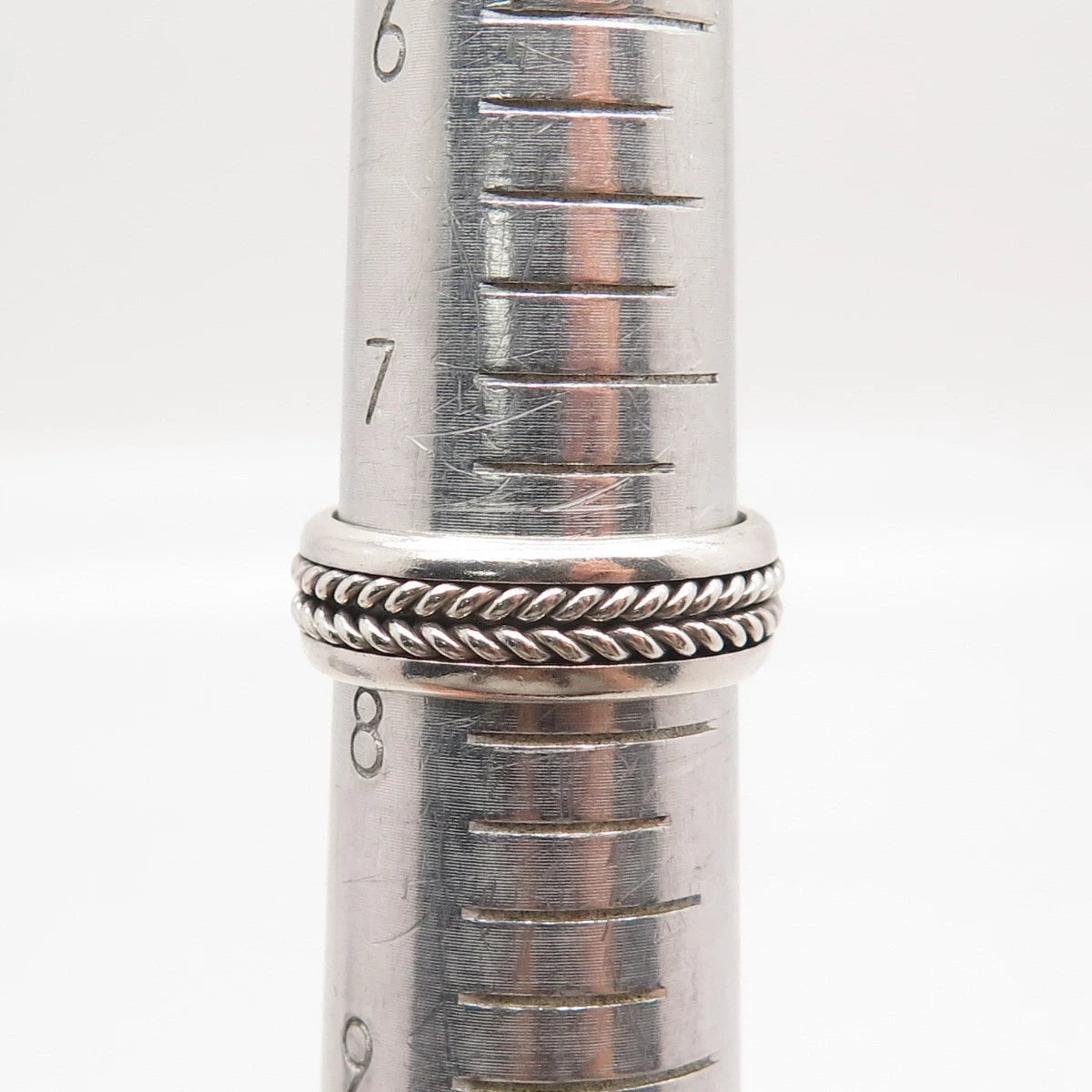 925 Sterling Silver Vintage AF Glass Twisted Oval Ring Size 7.75