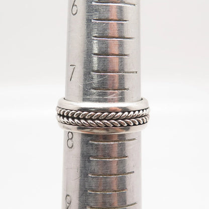 925 Sterling Silver Vintage AF Glass Twisted Oval Ring Size 7.75