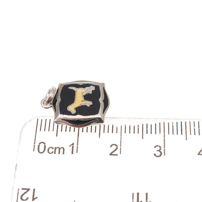 925 Sterling Antique Art Deco Enamel Airedale Terrier Coat of Arms Charm Pendant