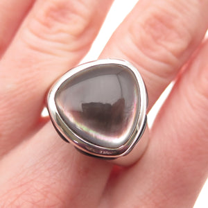 BARSE 925 Sterling Silver Vintage Real Abalone Shell Modernist Ring Size 10