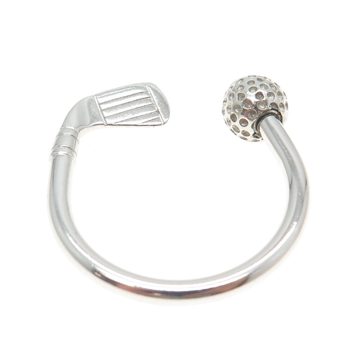 925 Sterling Silver Vintage Gold Club Screw-Off Key Ring Holder