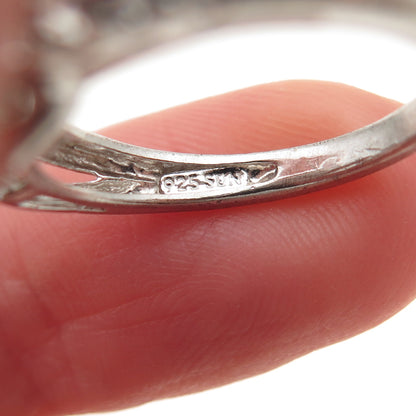 SUN 925 Sterling Silver Real Round-Cut Graduated White Topaz Ring Size 7