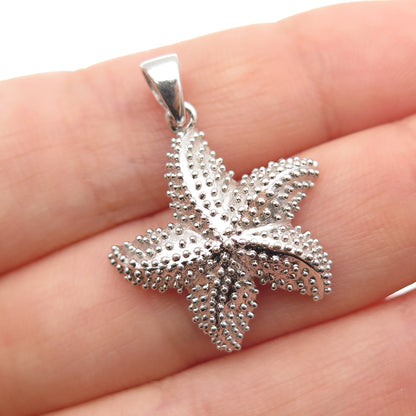 925 Sterling Silver Starfish Granulated Charm Pendant