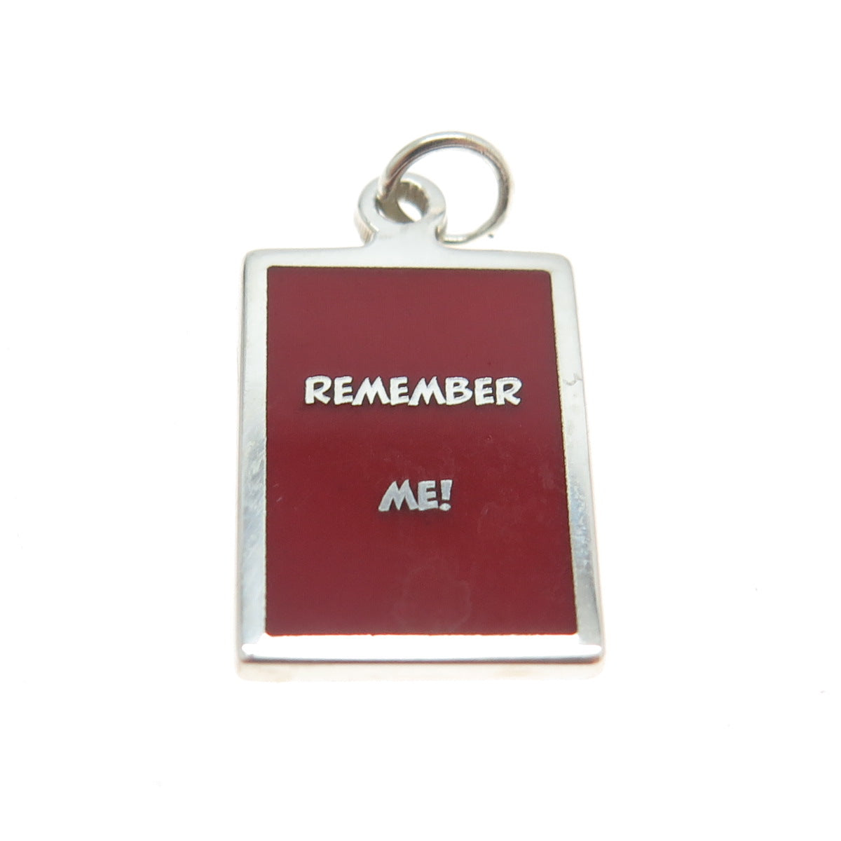 925 Sterling Silver Red Enamel "Remember Me!" Minimalist Charm Pendant