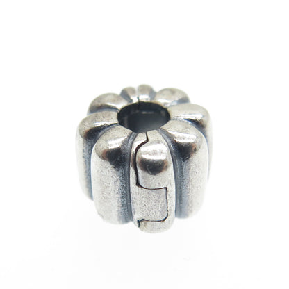 PANDORA 925 Sterling Silver Oxidized Ribbed Clip Charm
