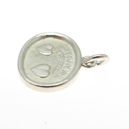 925 Sterling Silver Vintage Amitie - Friendship Seal Stamp Minimalist Pendant