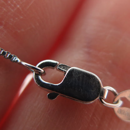 925 Sterling Silver Real Diamond & Multi-Color Gem Box Chain Necklace 18"