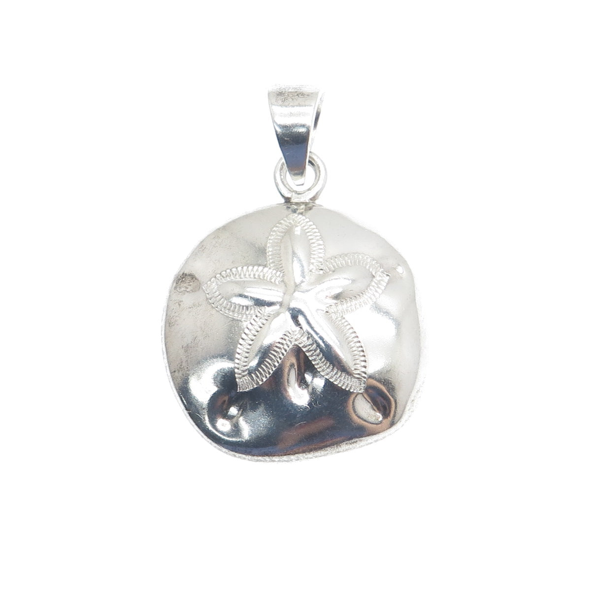 925 Sterling Silver Vintage Sand Dollar Oxidized Charm Pendant
