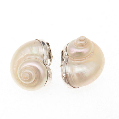 Betsy Fuller Sterling Silver Vintage 1986 Seashell Modernist Clip On Earrings