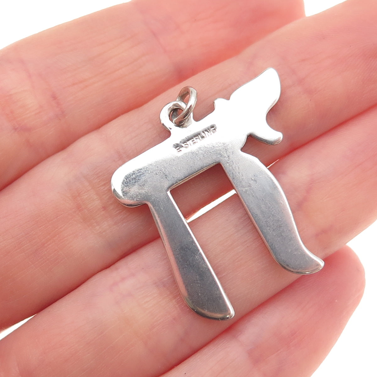 Elco 925 Sterling Silver Vintage Chai Judaica Charm Pendant