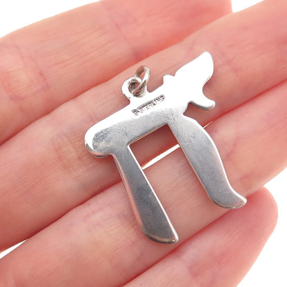 Elco 925 Sterling Silver Vintage Chai Judaica Charm Pendant