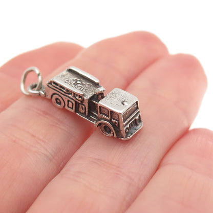 Sunwest 925 Sterling Silver Vintage Fire Truck Oxidized 3D Charm Pendant