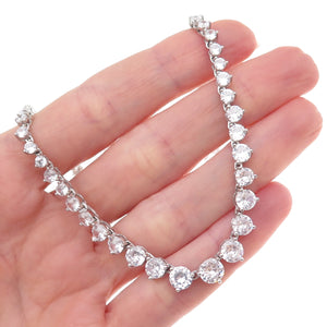 Dee Berkle 925 Sterling Silver Round-Cut C Z Graduated Tennis Chain Necklace 20"