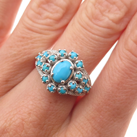 Chuck Clemency 925 Sterling Silver Real Sleeping Beauty Turquoise Ring Size 7