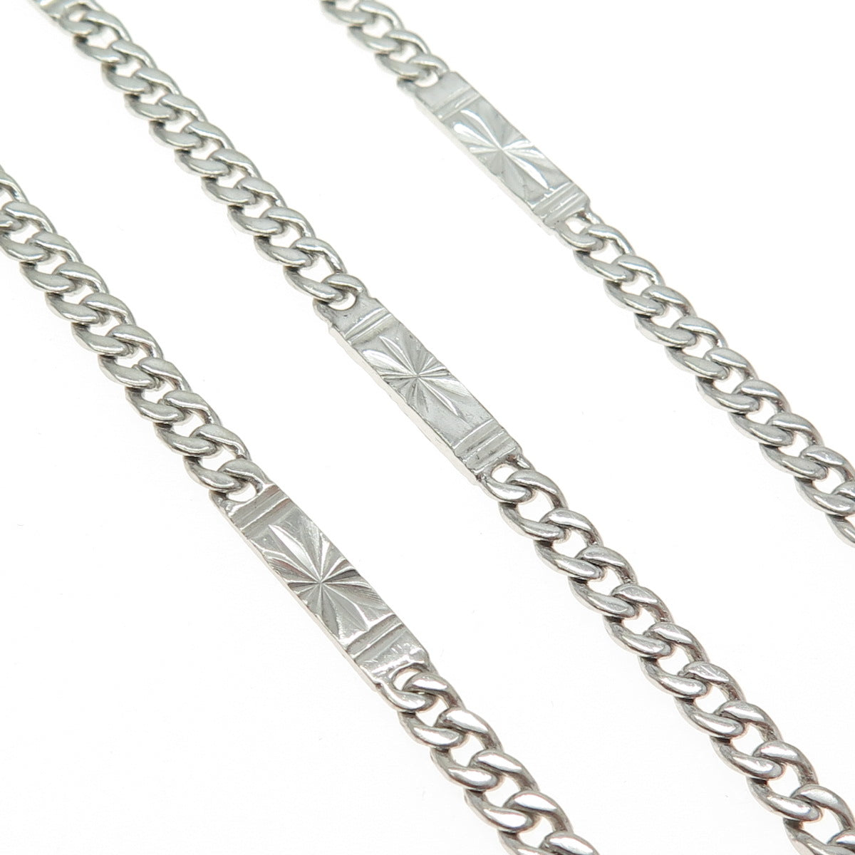 925 Sterling Silver Antique Art Deco Diamond-Cut Miami Cuban Chain Necklace 28"