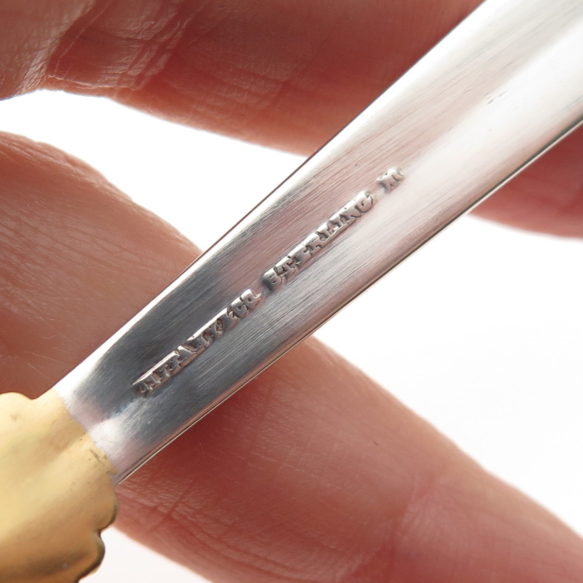 Tiffany & Co 925 Sterling 2-Tone Antique Art Deco Monogram Individual Melon Fork