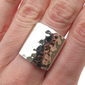 AF Design 925 Sterling Silver Vintage Modernist Hammered Ring Size 6.5