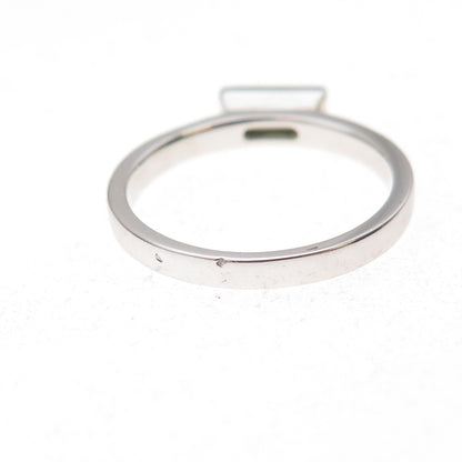 925 Sterling Silver Vintage Emerald-Cut Green C Z Ring Size 5.75