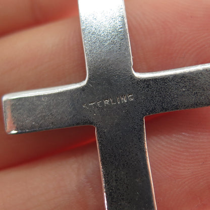 925 Sterling Silver Antique Art Deco Real Marcasite Cross Charm Pendant