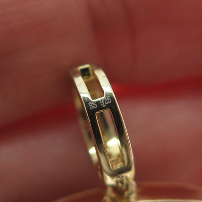 925 Sterling Silver Gold Plated C Z Basketball Hoop Sparkle Pendant