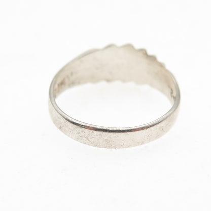925 Sterling Silver Vintage Mexico Modernist Ribbed Oxidized Ring Size 5.5