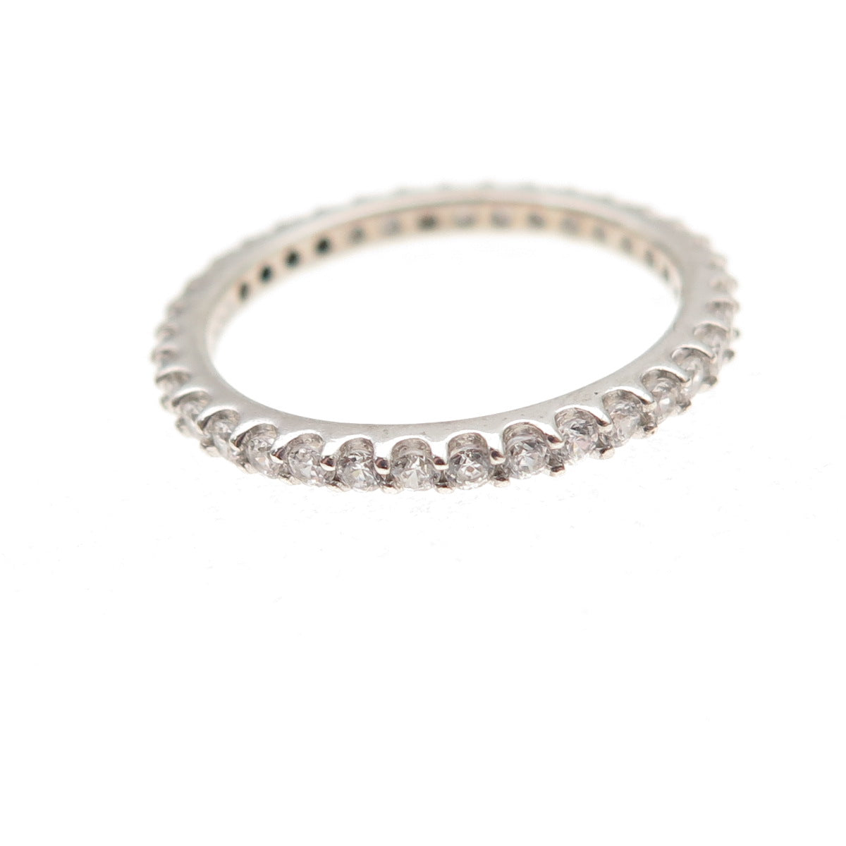 925 Sterling Silver Round-Cut C Z Eternity All Around Band Ring Size 5