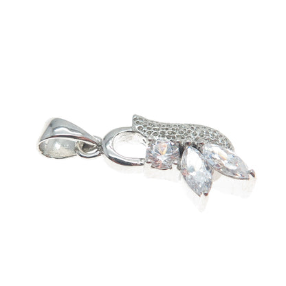 DBJ DEE BERKLE Sterling Silver Round & Marquise-Cut C Z Minimalist Charm Pendant