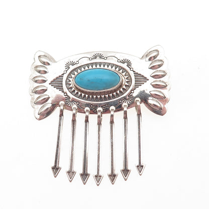 CAROLYN POLLACK Old Pawn 925 Sterling Silver Vintage Turquoise Arrow Pin Brooch