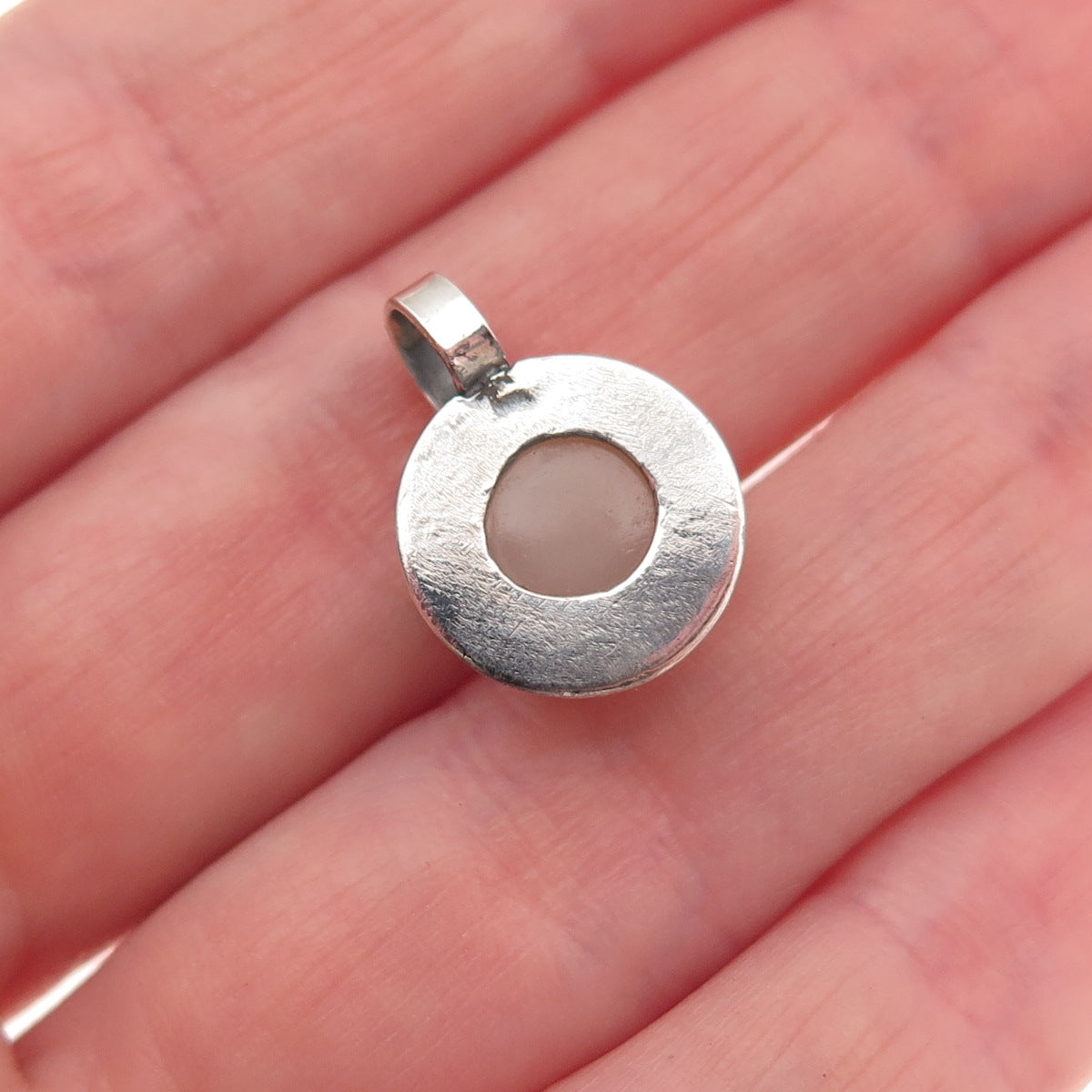 925 Sterling Silver Vintage Real Agate Oxidized Mini Charm Pendant